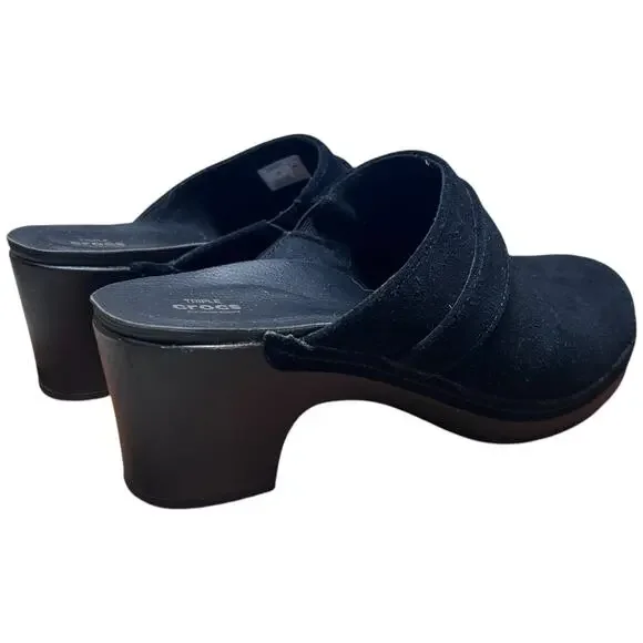 CROCS Sarah Women's 8 Black Suede Clog Slip On Mule Triple Comfort Lightweight - Picture 6 of 16